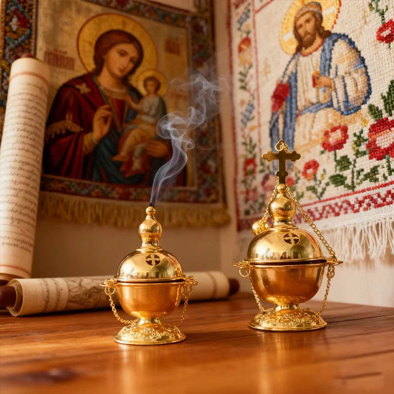 Sacred Gold Ritual Incense Burner – Hanging & Desktop Meditation, Prayer and Home Sanctuary Decor
