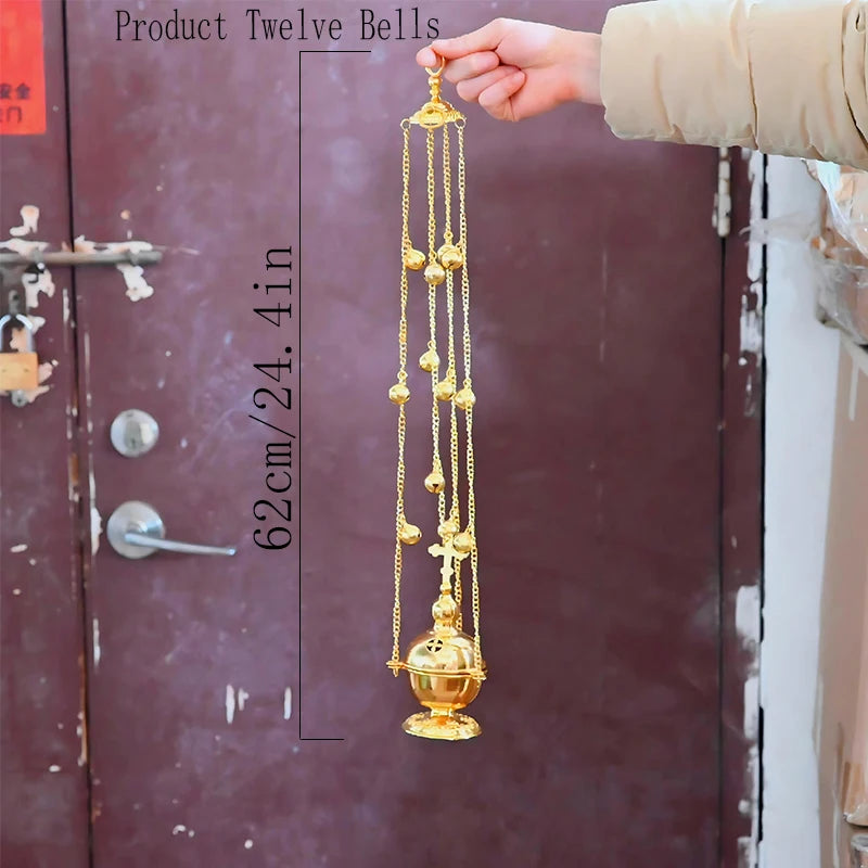 Sacred Gold Ritual Incense Burner – Hanging & Desktop Meditation, Prayer and Home Sanctuary Decor