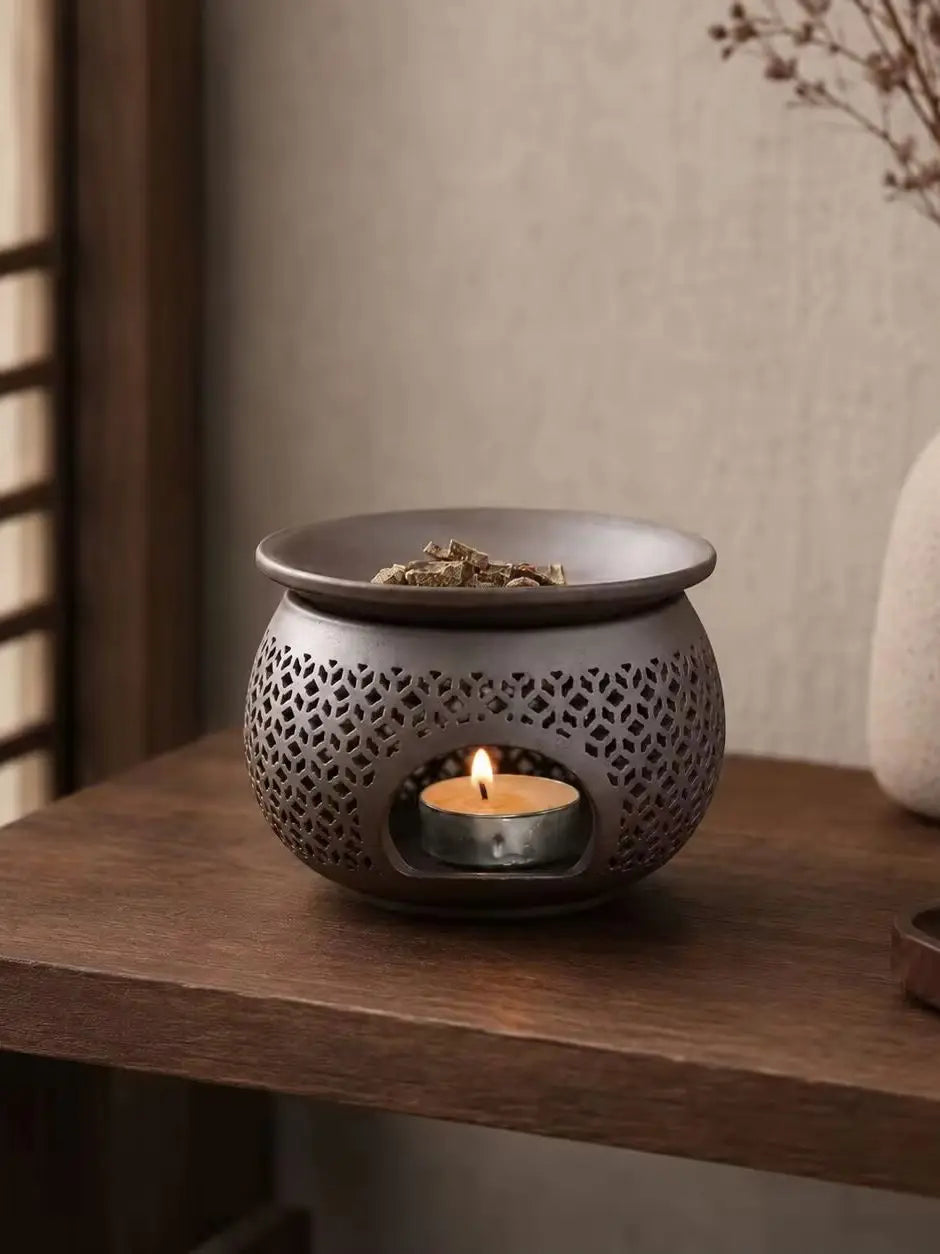 Ceramic Carved Incense Burner – Aromatherapy & Home Ritual Decor