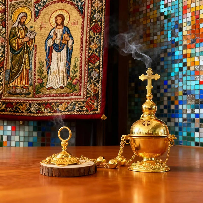 Sacred Gold Ritual Incense Burner – Hanging & Desktop Meditation, Prayer and Home Sanctuary Decor