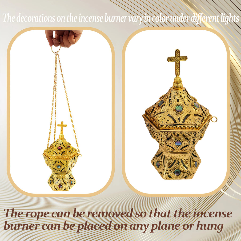 Golden Hanging Incense Burner – Aromatherapy, Meditation & Sacred Home Décor
