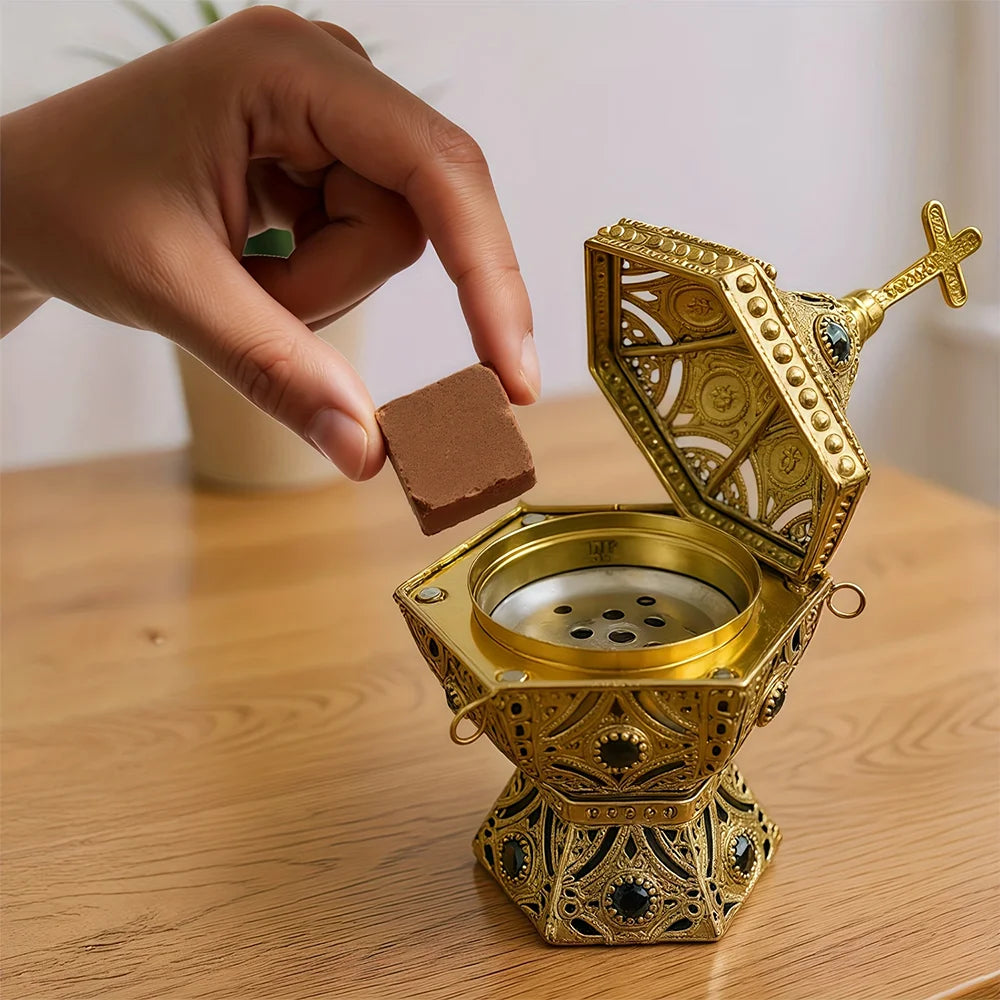 Sacred Golden Lantern Incense Burner – Hanging Ritual & Meditation Censer