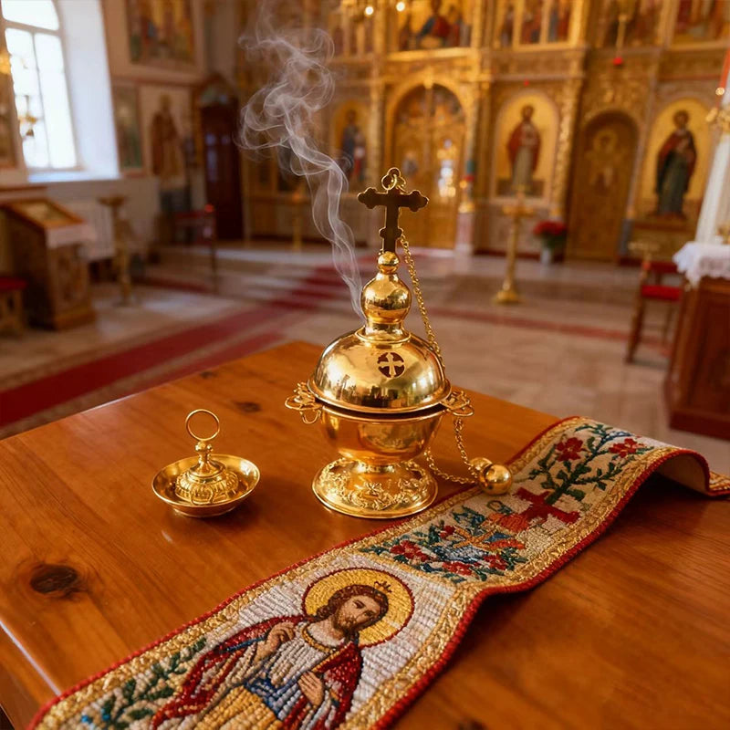 Sacred Gold Ritual Incense Burner – Hanging & Desktop Meditation, Prayer and Home Sanctuary Decor