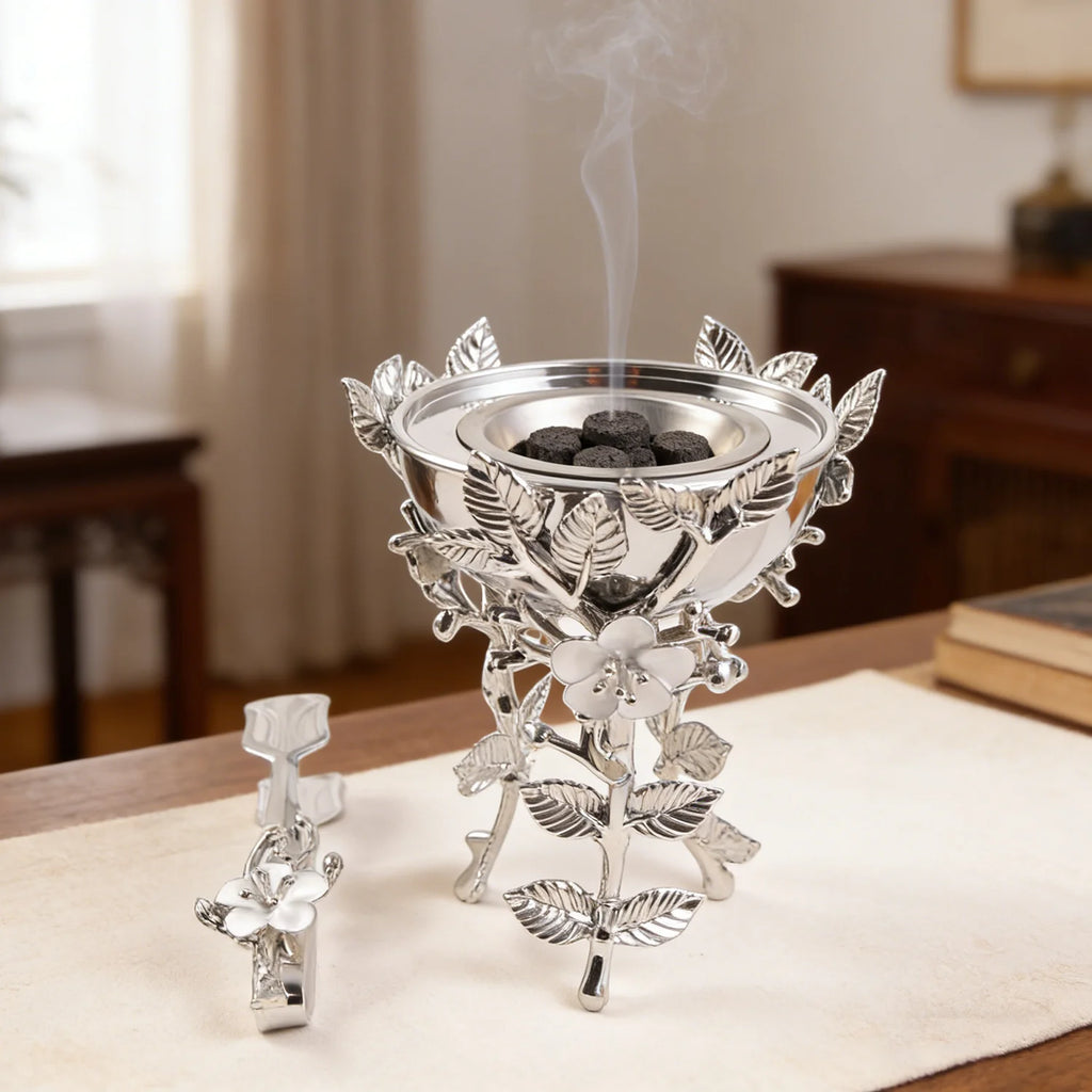 Luxury Sacred Arabesque Mabkhara Bakhoor Burner Set – Gold & Silver