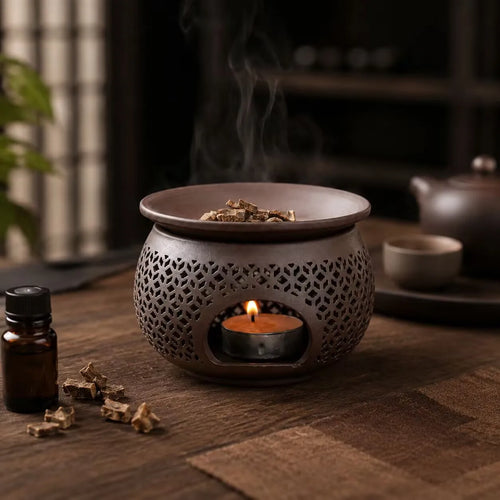 Ceramic Carved Incense Burner – Aromatherapy & Home Ritual Decor