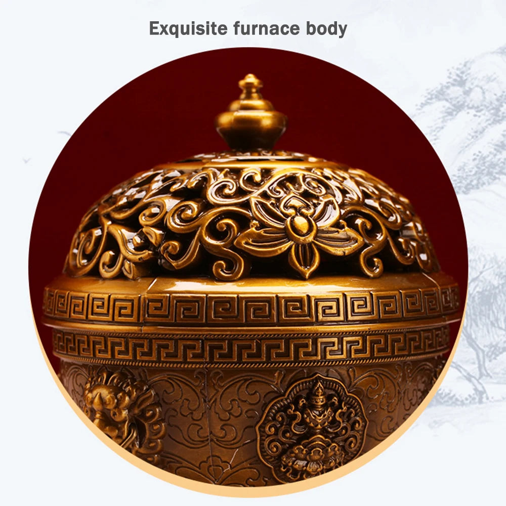 Tibetan-Inspired Golden Hanging Incense Burner – Meditation & Sacred Home Décor