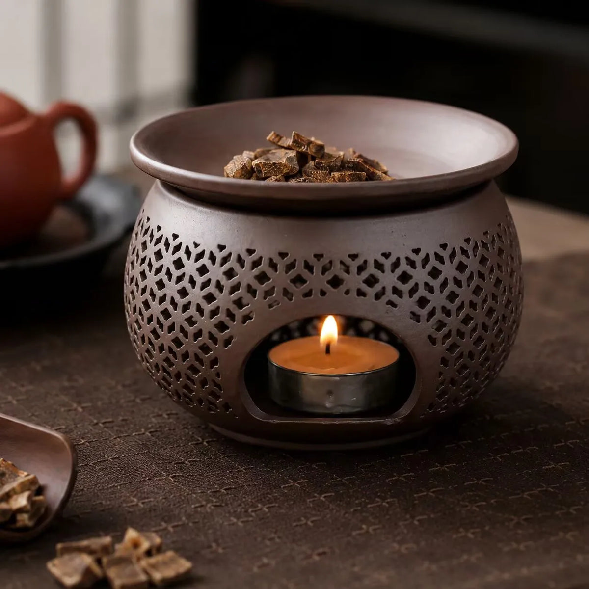 Ceramic Carved Incense Burner – Aromatherapy & Home Ritual Decor