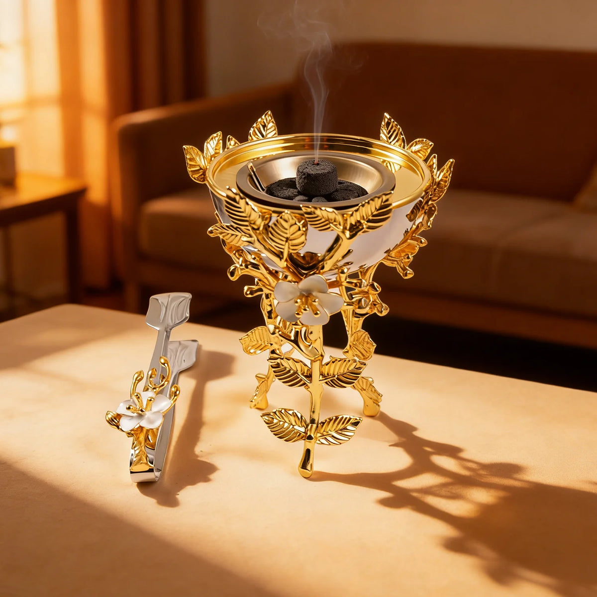 Luxury Sacred Arabesque Mabkhara Bakhoor Burner Set – Gold & Silver