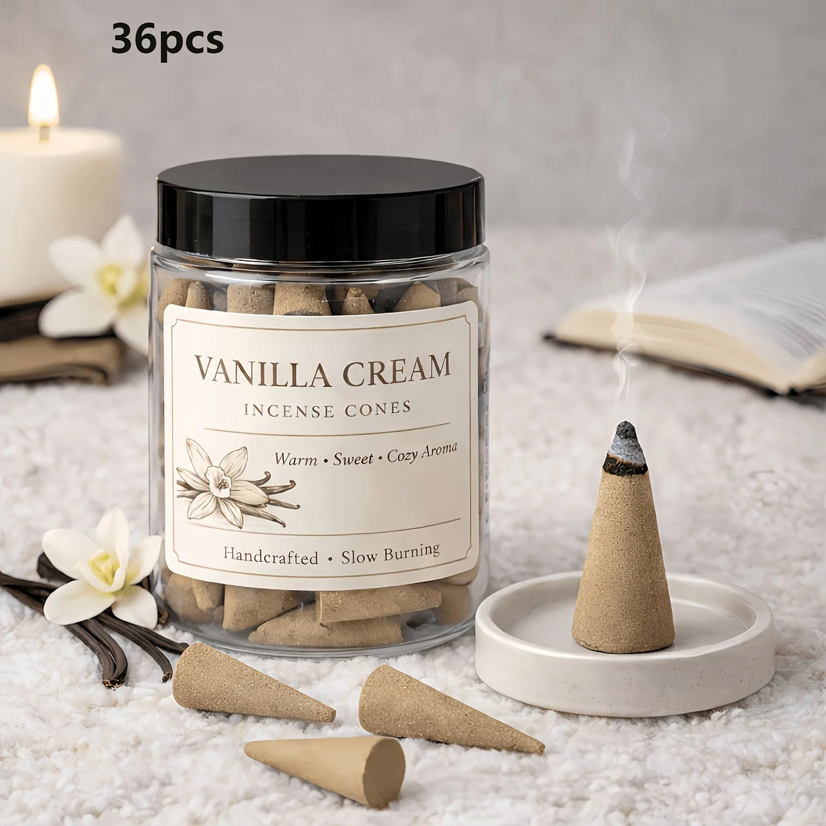 Vanilla Cream Incense Cones – Slow-Burning Ritual Blend