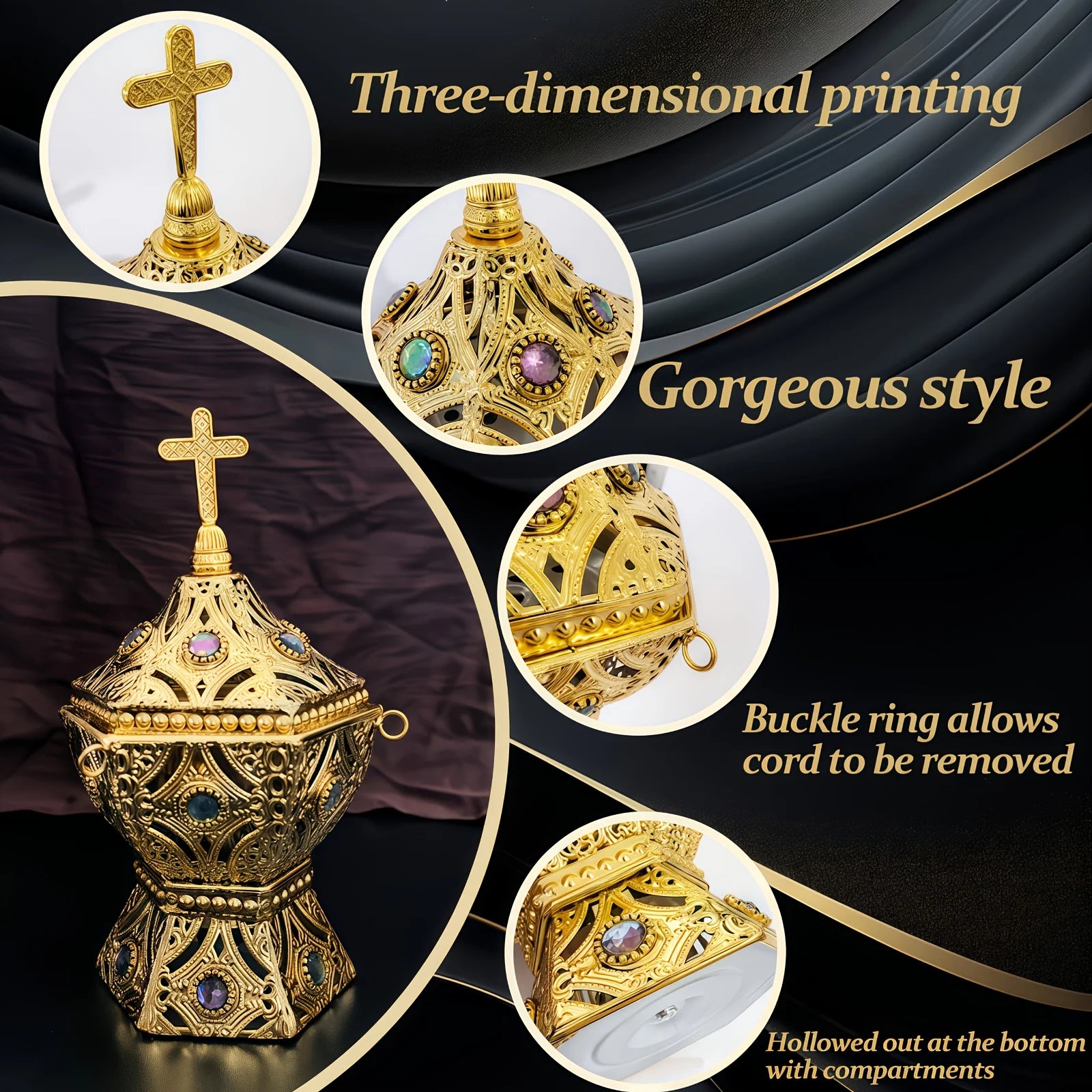 Golden Hanging Incense Burner – Aromatherapy, Meditation & Sacred Home Décor