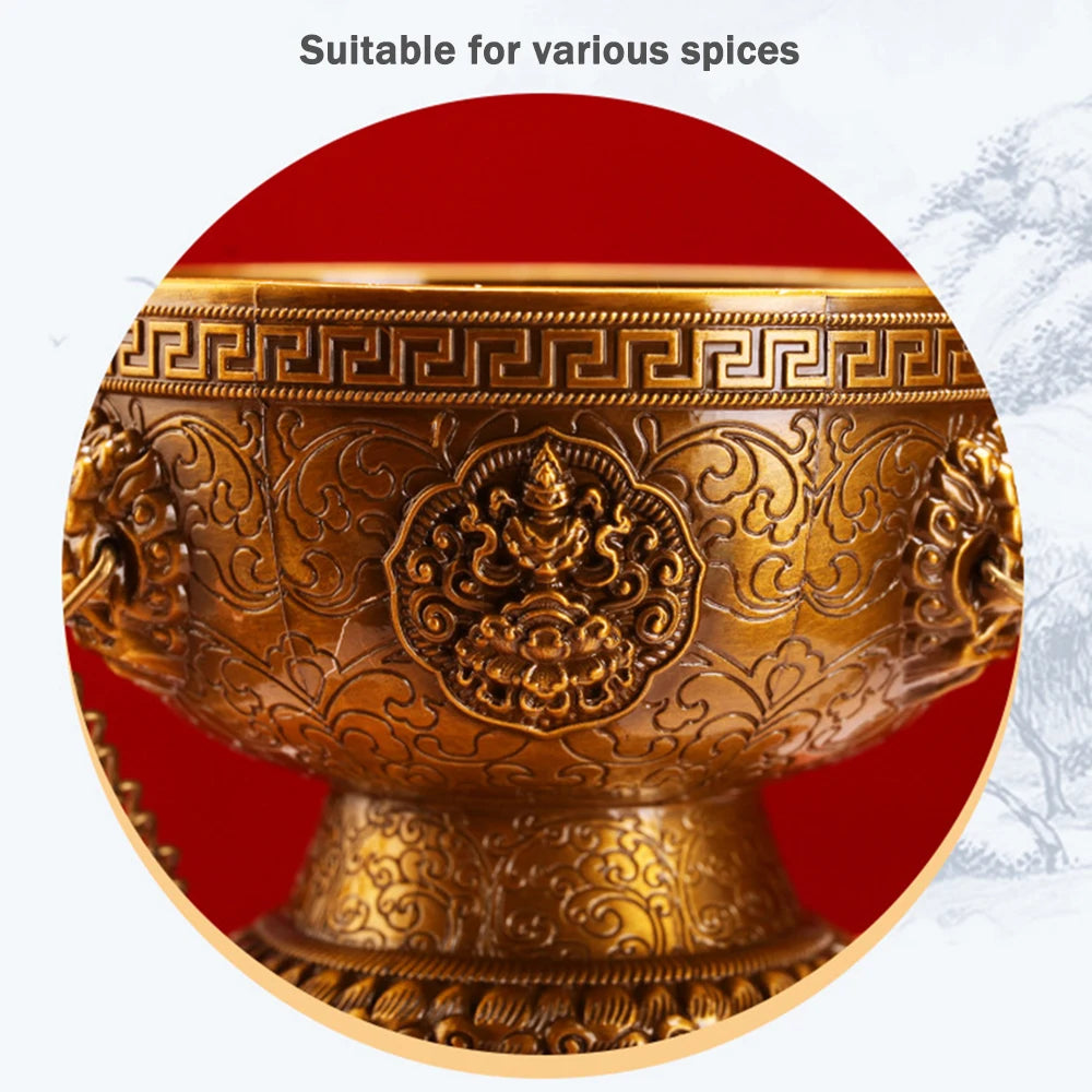 Tibetan-Inspired Golden Hanging Incense Burner – Meditation & Sacred Home Décor