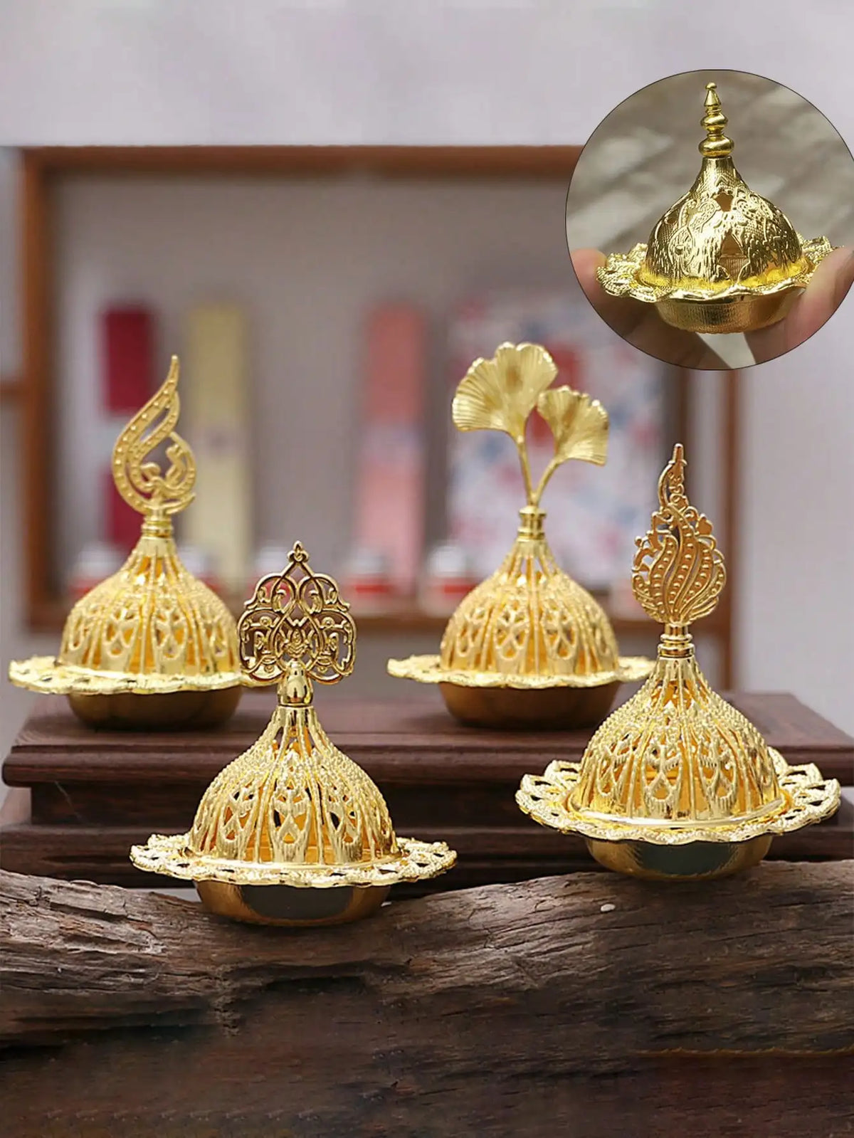 Golden Mini Incense Burner – Sacred Ritual & Meditation Decor