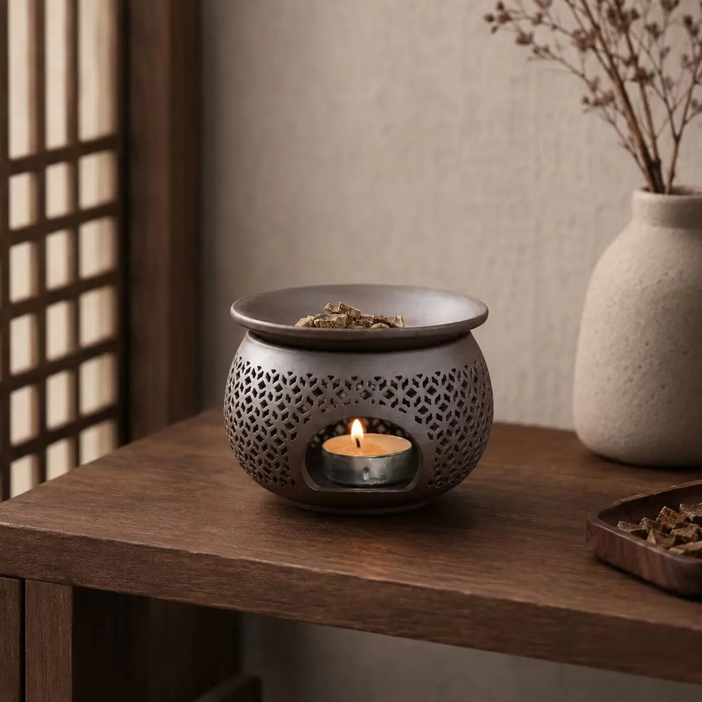 Ceramic Carved Incense Burner – Aromatherapy & Home Ritual Decor