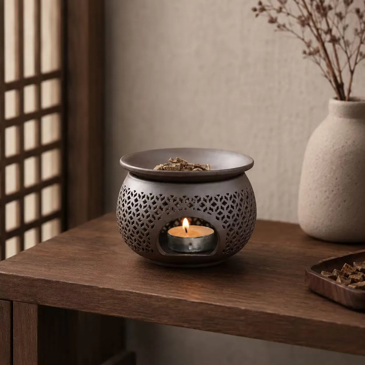Ceramic Carved Incense Burner – Aromatherapy & Home Ritual Decor