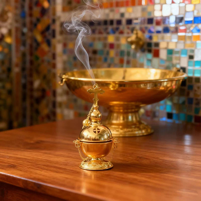 Sacred Gold Ritual Incense Burner – Hanging & Desktop Meditation, Prayer and Home Sanctuary Decor