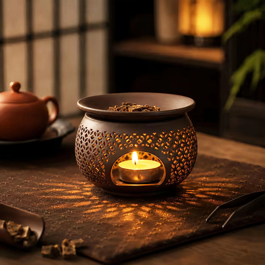 Ceramic Carved Incense Burner – Aromatherapy & Home Ritual Decor