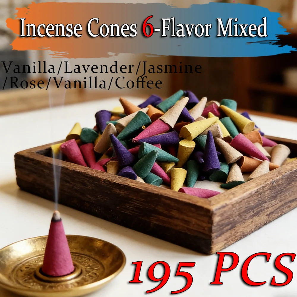 Six-Scent Incense Cone Collection – Vanilla, Coffee, Jasmine, Mint, Lavender & Rose