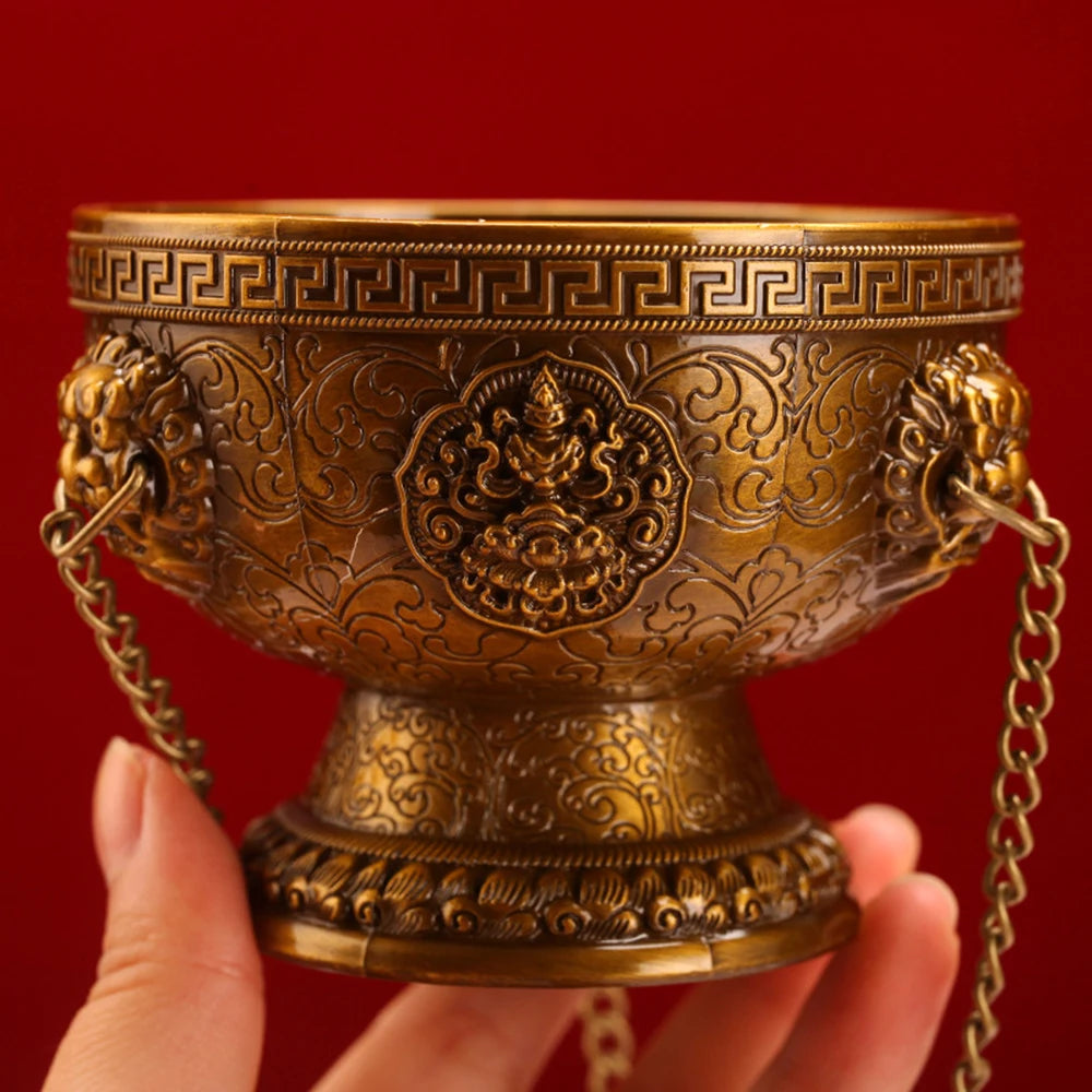 Tibetan-Inspired Golden Hanging Incense Burner – Meditation & Sacred Home Décor