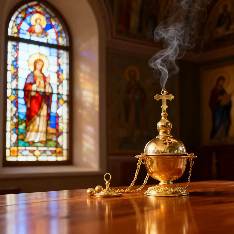 Sacred Gold Ritual Incense Burner – Hanging & Desktop Meditation, Prayer and Home Sanctuary Decor