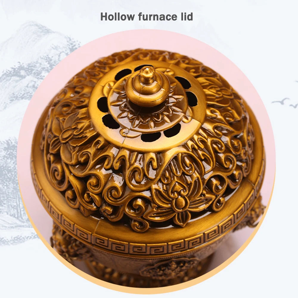 Tibetan-Inspired Golden Hanging Incense Burner – Meditation & Sacred Home Décor