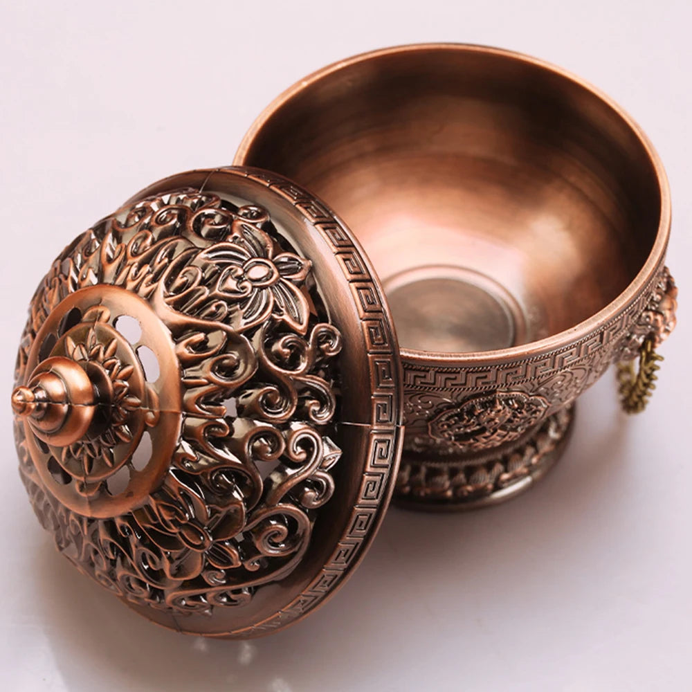 Tibetan-Inspired Golden Hanging Incense Burner – Meditation & Sacred Home Décor
