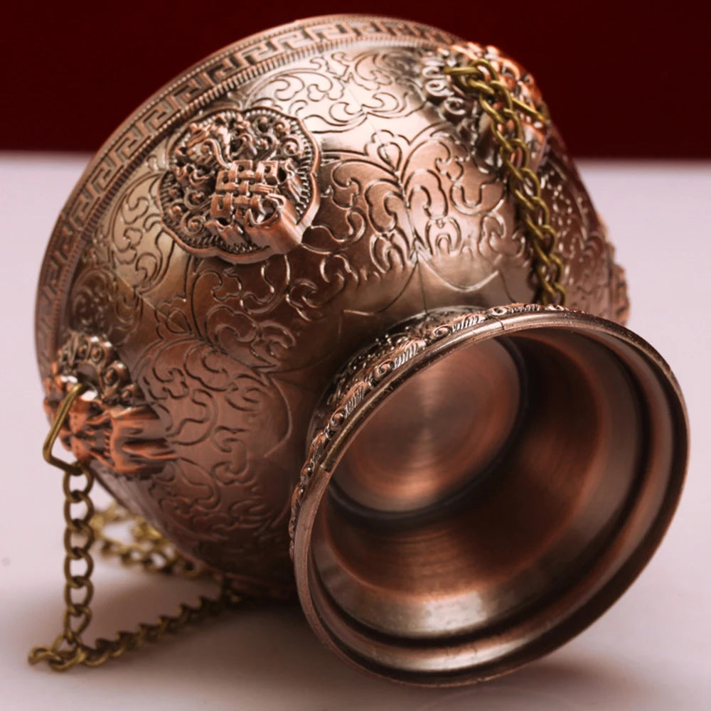 Tibetan-Inspired Golden Hanging Incense Burner – Meditation & Sacred Home Décor