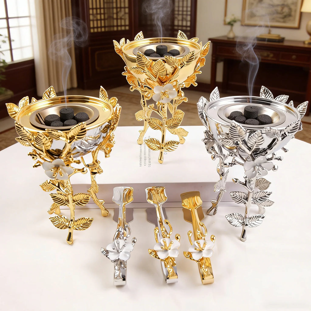 Luxury Sacred Arabesque Mabkhara Bakhoor Burner Set – Gold & Silver