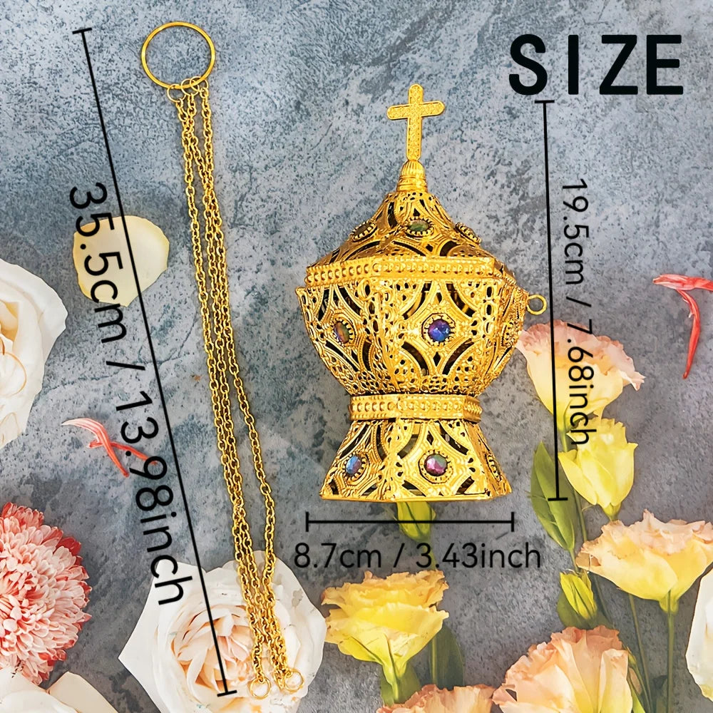 Golden Hanging Incense Burner – Aromatherapy, Meditation & Sacred Home Décor