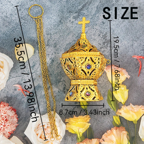 Golden Hanging Incense Burner – Aromatherapy, Meditation & Sacred Home Décor